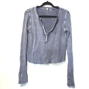 Free People One Colt Thermal Washed Charcoal Gray Small